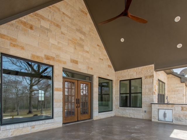 Stone detailing on the back porch of the Taylor Custom Home.