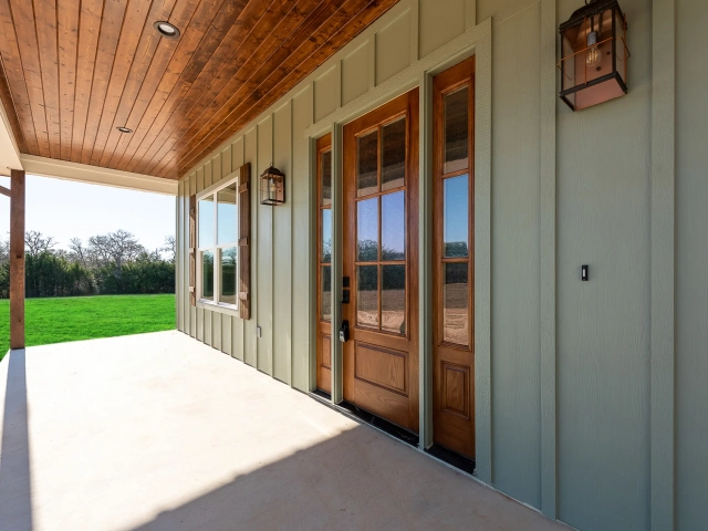 Stunning wood detailed front porch of the Brymer Custom Home.